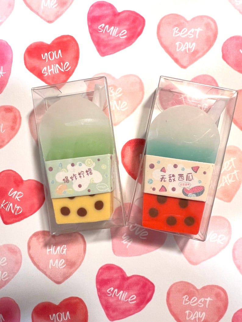 Milk Tea Design Eraser, Colourful Round Shape Eraser, Kids Cute Cartoon Rubber Milk Tea Design Eraser, Colourful Round Shape Eraser, Kids Cute Cartoon Rubber